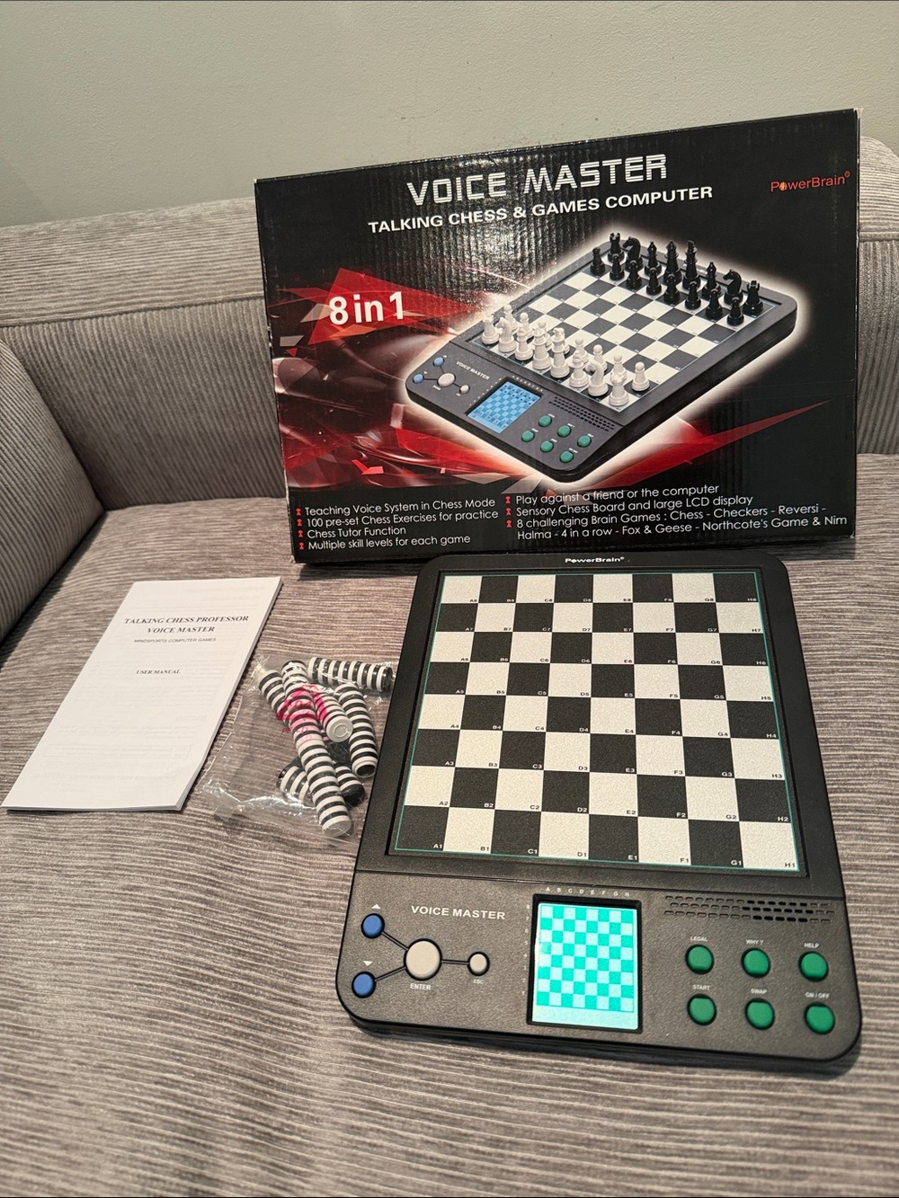 8-in-1 Electronic Chess & Games Computer - Black and White